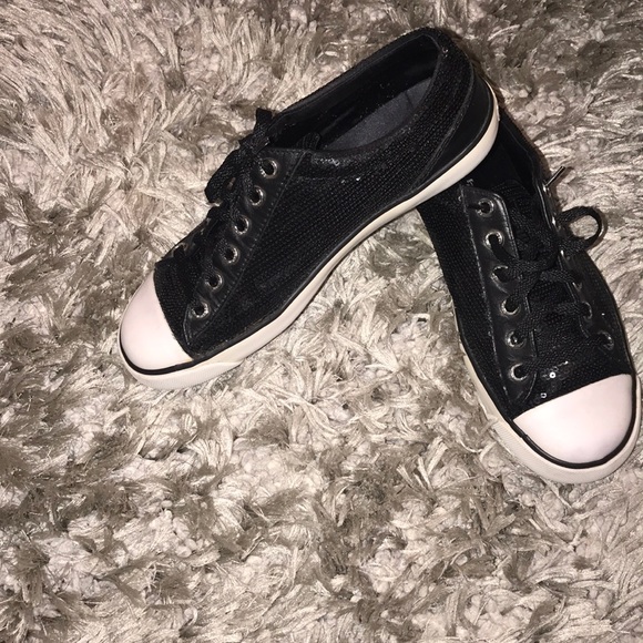 black sequin tennis shoes